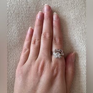 Sparkling Bow Ring Set with Crystal Accents